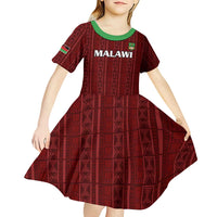 Custom Malawi Football Kid Short Sleeve Dress Come On Flames - Red - Wonder Print Shop