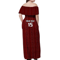 Custom Malawi Football Off Shoulder Maxi Dress Come On Flames - Red - Wonder Print Shop