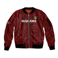 Custom Malawi Football Sleeve Zip Bomber Jacket Come On Flames - Red - Wonder Print Shop