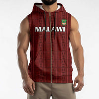 Custom Malawi Football Sleeveless Zip Hoodie Come On Flames - Red - Wonder Print Shop