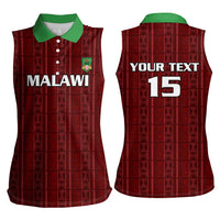 Custom Malawi Football Women Sleeveless Polo Shirt Come On Flames - Red - Wonder Print Shop