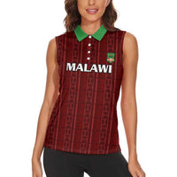 Custom Malawi Football Women Sleeveless Polo Shirt Come On Flames - Red - Wonder Print Shop