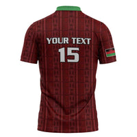 Custom Malawi Football Zipper Polo Shirt Come On Flames - Red - Wonder Print Shop