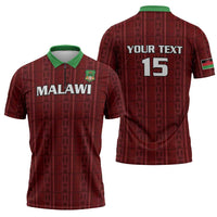 Custom Malawi Football Zipper Polo Shirt Come On Flames - Red - Wonder Print Shop