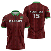Custom Malawi Football Zipper Polo Shirt Come On Flames - Red - Wonder Print Shop
