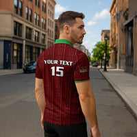 Custom Malawi Football Zipper Polo Shirt Come On Flames - Red - Wonder Print Shop