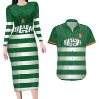 Rugby Zimbabwe Custom Couples Matching Long Sleeve Bodycon Dress and Hawaiian Shirt Go Champions Sables - Wonder Print Shop