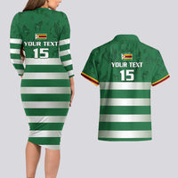 Rugby Zimbabwe Custom Couples Matching Long Sleeve Bodycon Dress and Hawaiian Shirt Go Champions Sables - Wonder Print Shop