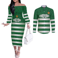 Rugby Zimbabwe Custom Couples Matching Off The Shoulder Long Sleeve Dress and Long Sleeve Button Shirt Go Champions Sables - Wonder Print Shop