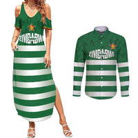 Rugby Zimbabwe Custom Couples Matching Summer Maxi Dress and Long Sleeve Button Shirt Go Champions Sables - Wonder Print Shop