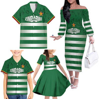 Rugby Zimbabwe Custom Family Matching Off The Shoulder Long Sleeve Dress and Hawaiian Shirt Go Champions Sables - Wonder Print Shop