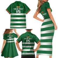 Rugby Zimbabwe Custom Family Matching Short Sleeve Bodycon Dress and Hawaiian Shirt Go Champions Sables - Wonder Print Shop