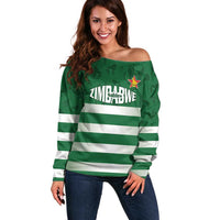 Rugby Zimbabwe Custom Off Shoulder Sweater Go Champions Sables - Wonder Print Shop
