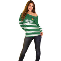 Rugby Zimbabwe Custom Off Shoulder Sweater Go Champions Sables - Wonder Print Shop