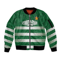Rugby Zimbabwe Custom Sleeve Zip Bomber Jacket Go Champions Sables - Wonder Print Shop
