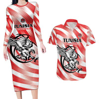 Custom Tunisia Basketball Couples Matching Long Sleeve Bodycon Dress and Hawaiian Shirt Go Eagles of Carthage - Wonder Print Shop