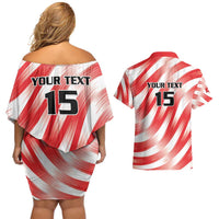 Custom Tunisia Basketball Couples Matching Off Shoulder Short Dress and Hawaiian Shirt Go Eagles of Carthage - Wonder Print Shop