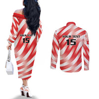 Custom Tunisia Basketball Couples Matching Off The Shoulder Long Sleeve Dress and Long Sleeve Button Shirt Go Eagles of Carthage - Wonder Print Shop