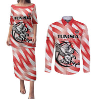 Custom Tunisia Basketball Couples Matching Puletasi and Long Sleeve Button Shirt Go Eagles of Carthage - Wonder Print Shop