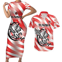 Custom Tunisia Basketball Couples Matching Short Sleeve Bodycon Dress and Hawaiian Shirt Go Eagles of Carthage - Wonder Print Shop