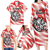 Custom Tunisia Basketball Family Matching Long Sleeve Bodycon Dress and Hawaiian Shirt Go Eagles of Carthage - Wonder Print Shop