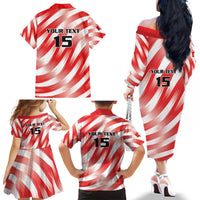 Custom Tunisia Basketball Family Matching Off The Shoulder Long Sleeve Dress and Hawaiian Shirt Go Eagles of Carthage - Wonder Print Shop