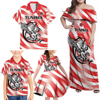 Custom Tunisia Basketball Family Matching Off Shoulder Maxi Dress and Hawaiian Shirt Go Eagles of Carthage - Wonder Print Shop