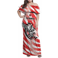 Custom Tunisia Basketball Family Matching Off Shoulder Maxi Dress and Hawaiian Shirt Go Eagles of Carthage - Wonder Print Shop