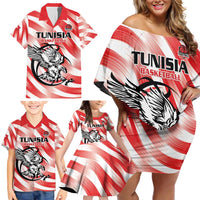 Custom Tunisia Basketball Family Matching Off Shoulder Short Dress and Hawaiian Shirt Go Eagles of Carthage - Wonder Print Shop