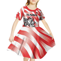 Custom Tunisia Basketball Kid Short Sleeve Dress Go Eagles of Carthage - Wonder Print Shop