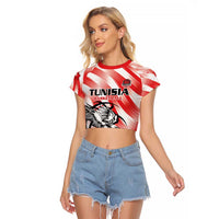 Custom Tunisia Basketball Raglan Cropped T Shirt Go Eagles of Carthage - Wonder Print Shop