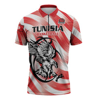 Custom Tunisia Basketball Zipper Polo Shirt Go Eagles of Carthage - Wonder Print Shop