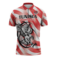 Custom Tunisia Basketball Zipper Polo Shirt Go Eagles of Carthage - Wonder Print Shop
