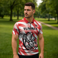 Custom Tunisia Basketball Zipper Polo Shirt Go Eagles of Carthage - Wonder Print Shop