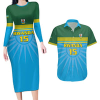 Custom Rwanda Basketball Couples Matching Long Sleeve Bodycon Dress and Hawaiian Shirt Go Champions - Wonder Print Shop
