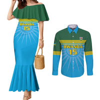 Custom Rwanda Basketball Couples Matching Mermaid Dress and Long Sleeve Button Shirt Go Champions - Wonder Print Shop