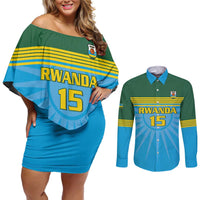 Custom Rwanda Basketball Couples Matching Off Shoulder Short Dress and Long Sleeve Button Shirt Go Champions - Wonder Print Shop