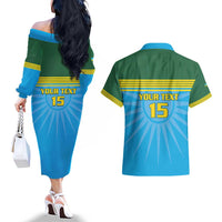 Custom Rwanda Basketball Couples Matching Off The Shoulder Long Sleeve Dress and Hawaiian Shirt Go Champions - Wonder Print Shop