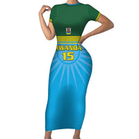 Custom Rwanda Basketball Short Sleeve Bodycon Dress Go Champions - Wonder Print Shop