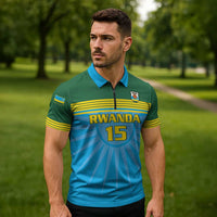 Custom Rwanda Basketball Zipper Polo Shirt Go Champions - Wonder Print Shop