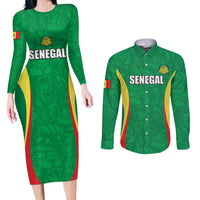 Custom Senegal Basketball Couples Matching Long Sleeve Bodycon Dress and Long Sleeve Button Shirt Go Champions Lions - Wonder Print Shop