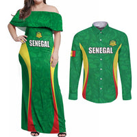 Custom Senegal Basketball Couples Matching Off Shoulder Maxi Dress and Long Sleeve Button Shirt Go Champions Lions - Wonder Print Shop