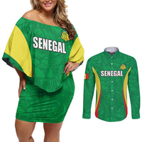 Custom Senegal Basketball Couples Matching Off Shoulder Short Dress and Long Sleeve Button Shirt Go Champions Lions - Wonder Print Shop