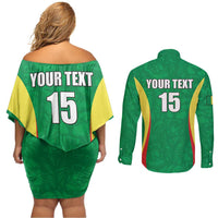 Custom Senegal Basketball Couples Matching Off Shoulder Short Dress and Long Sleeve Button Shirt Go Champions Lions - Wonder Print Shop