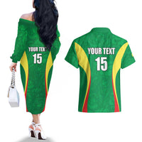 Custom Senegal Basketball Couples Matching Off The Shoulder Long Sleeve Dress and Hawaiian Shirt Go Champions Lions - Wonder Print Shop