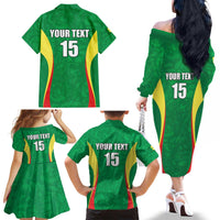 Custom Senegal Basketball Family Matching Off The Shoulder Long Sleeve Dress and Hawaiian Shirt Go Champions Lions - Wonder Print Shop