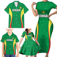 Custom Senegal Basketball Family Matching Short Sleeve Bodycon Dress and Hawaiian Shirt Go Champions Lions - Wonder Print Shop