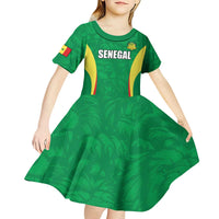 Custom Senegal Basketball Kid Short Sleeve Dress Go Champions Lions - Wonder Print Shop