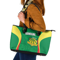Custom Senegal Basketball Leather Tote Bag Go Champions Lions - Wonder Print Shop