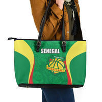 Custom Senegal Basketball Leather Tote Bag Go Champions Lions - Wonder Print Shop